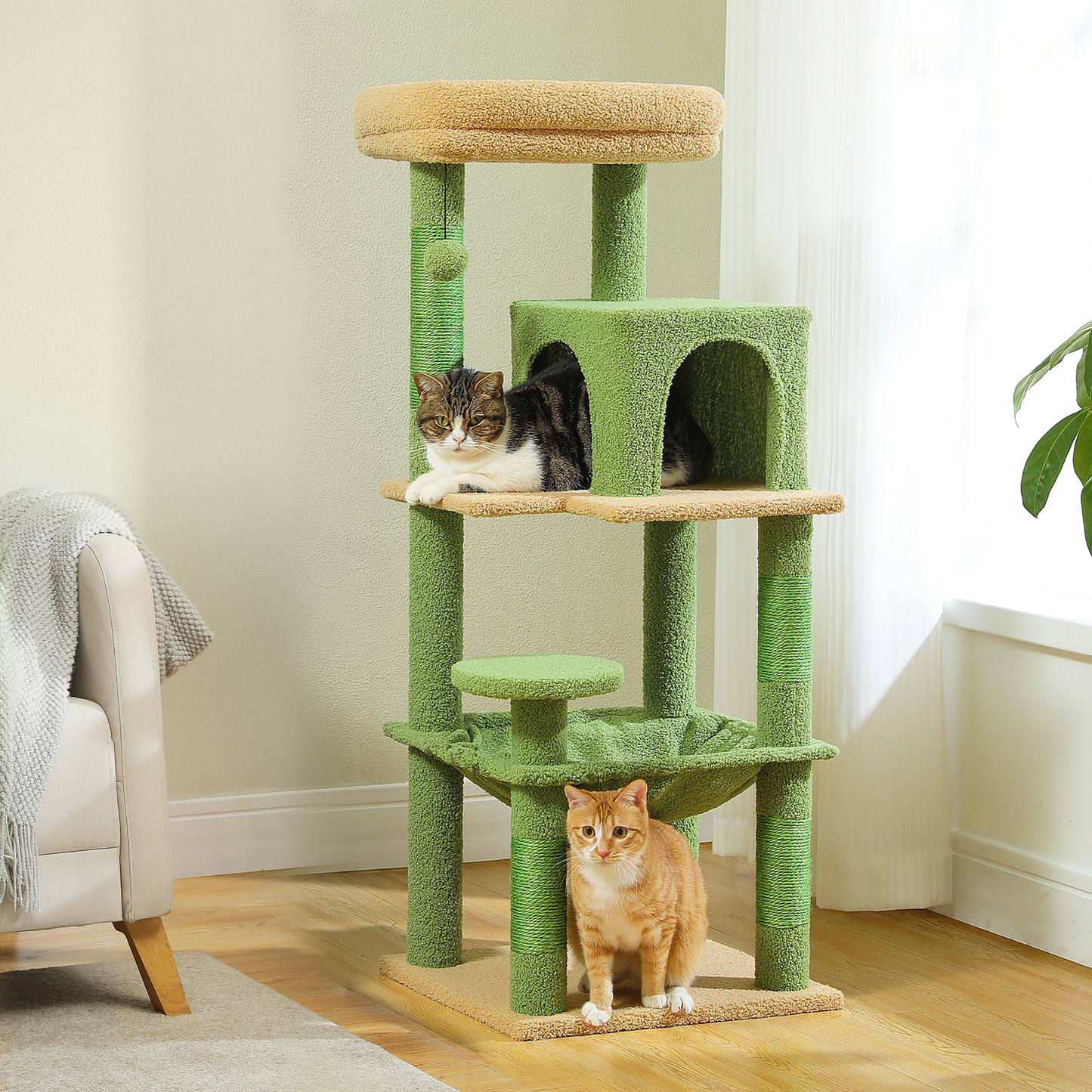 Compacte kattentoren met meerdere verdiepingen – 116 cm Hoog