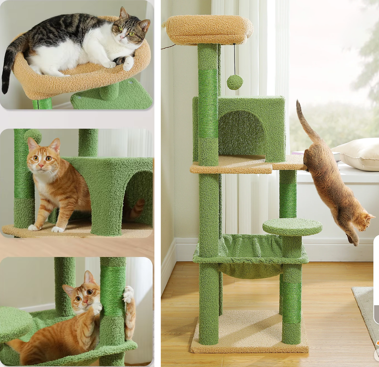 Compacte kattentoren met meerdere verdiepingen – 116 cm Hoog
