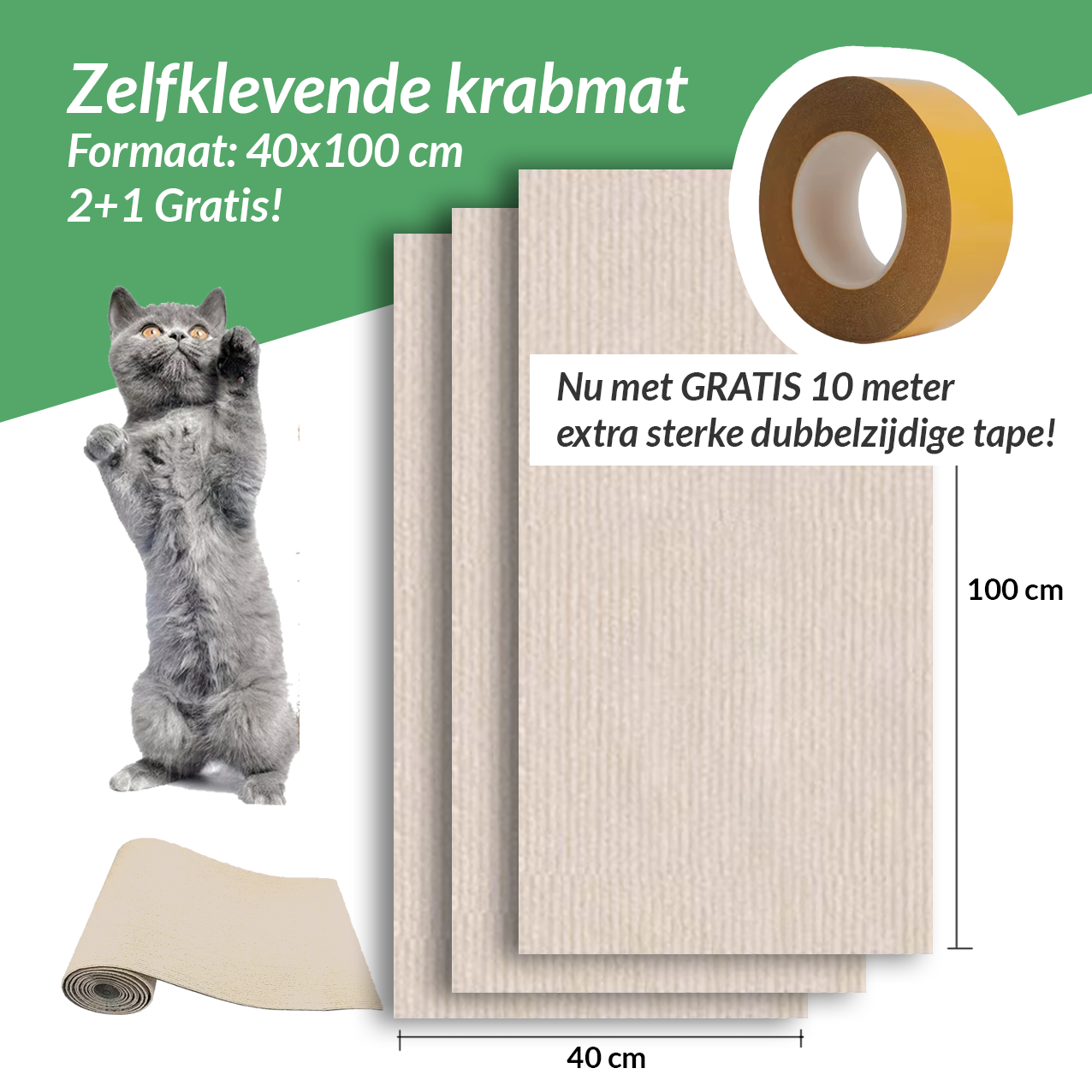Katten Klimwand - Zelfklevende Krabmat op rol
