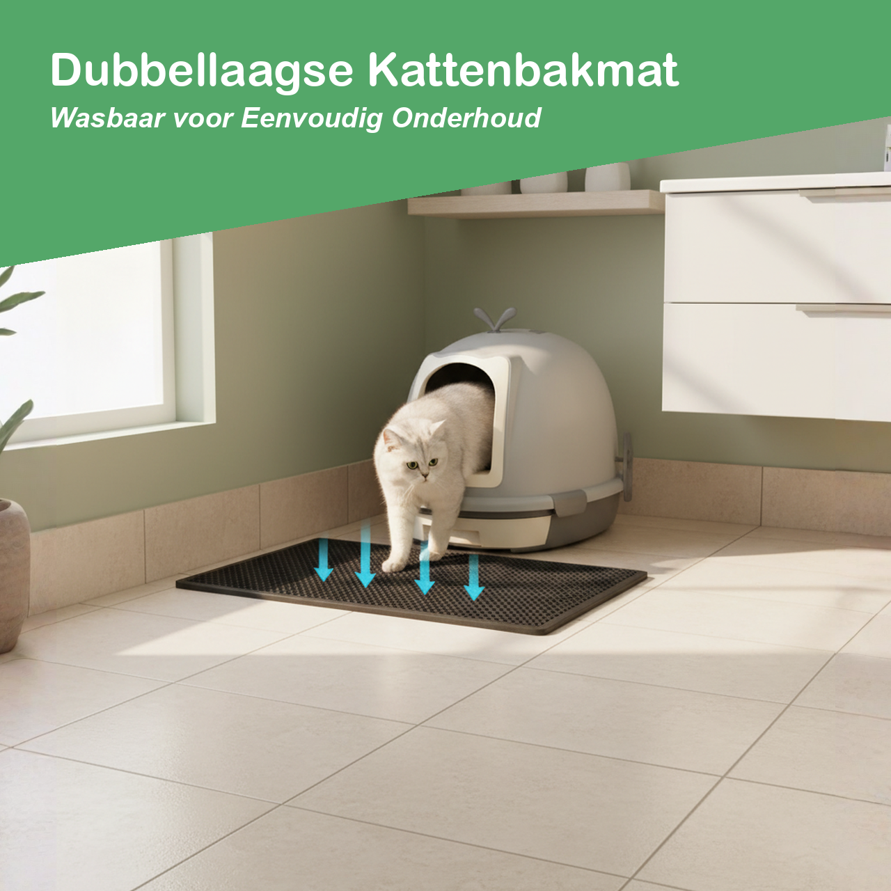 Wasbare kattenbakmat voor eenvoudig onderhoud