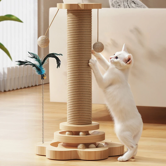 Unieke houten krabpaal voor speelse katten