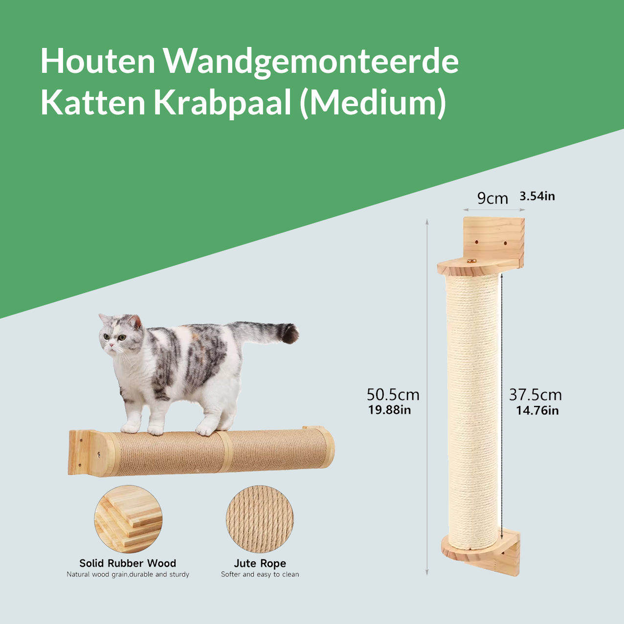 Houten Wandgemonteerde Katten Krabpaal - Ook voor Buiten