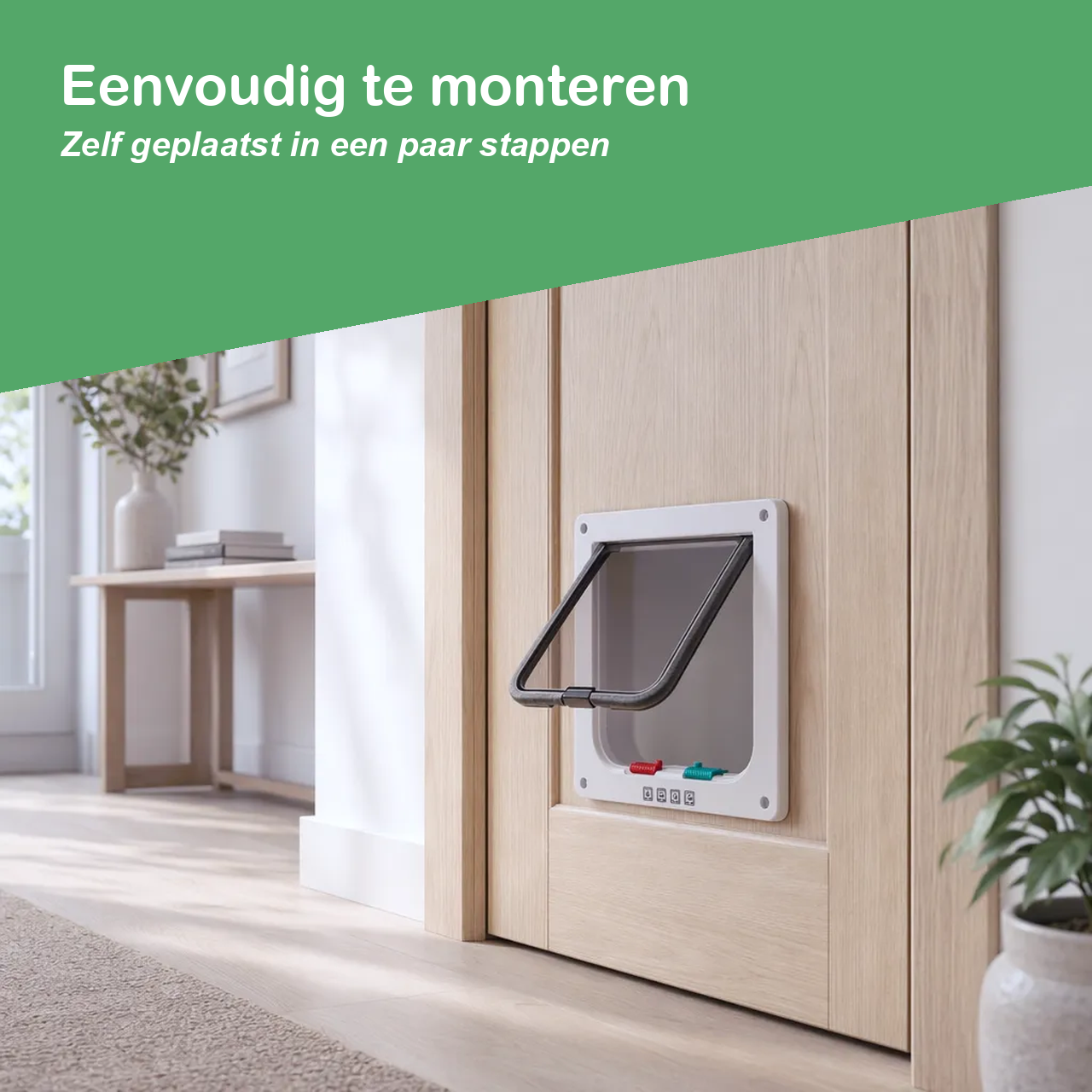 Kattenluik eenvoudig zelf te monteren in een deur