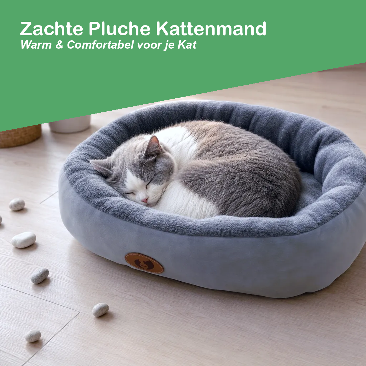 Zachte pluche kattenmand met kat, warm en comfortabel