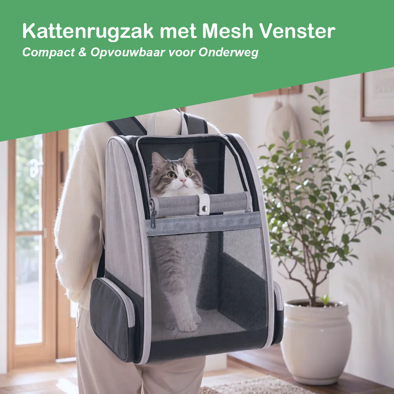 Opvouwbare kattenrugzak, compact voor onderweg