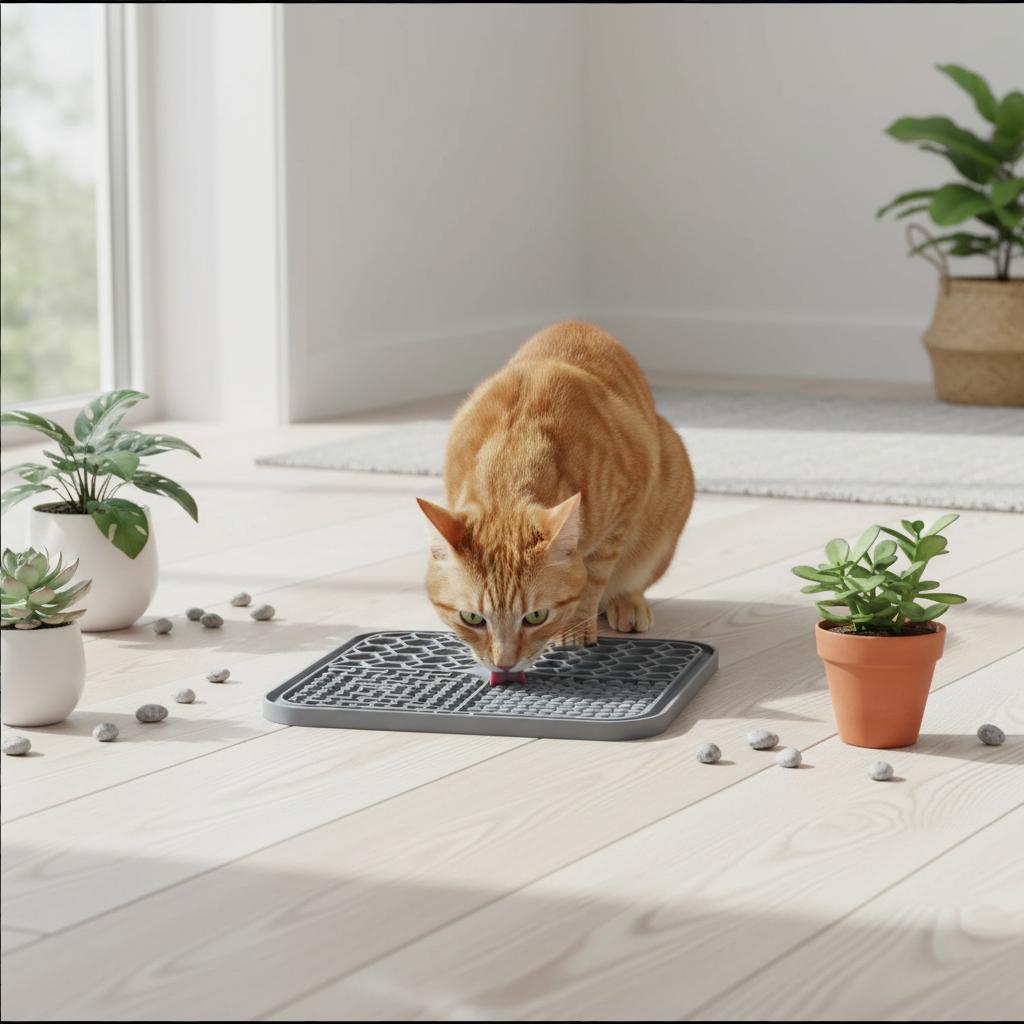 Likmat voor katten, sfeerbeeld in grijs