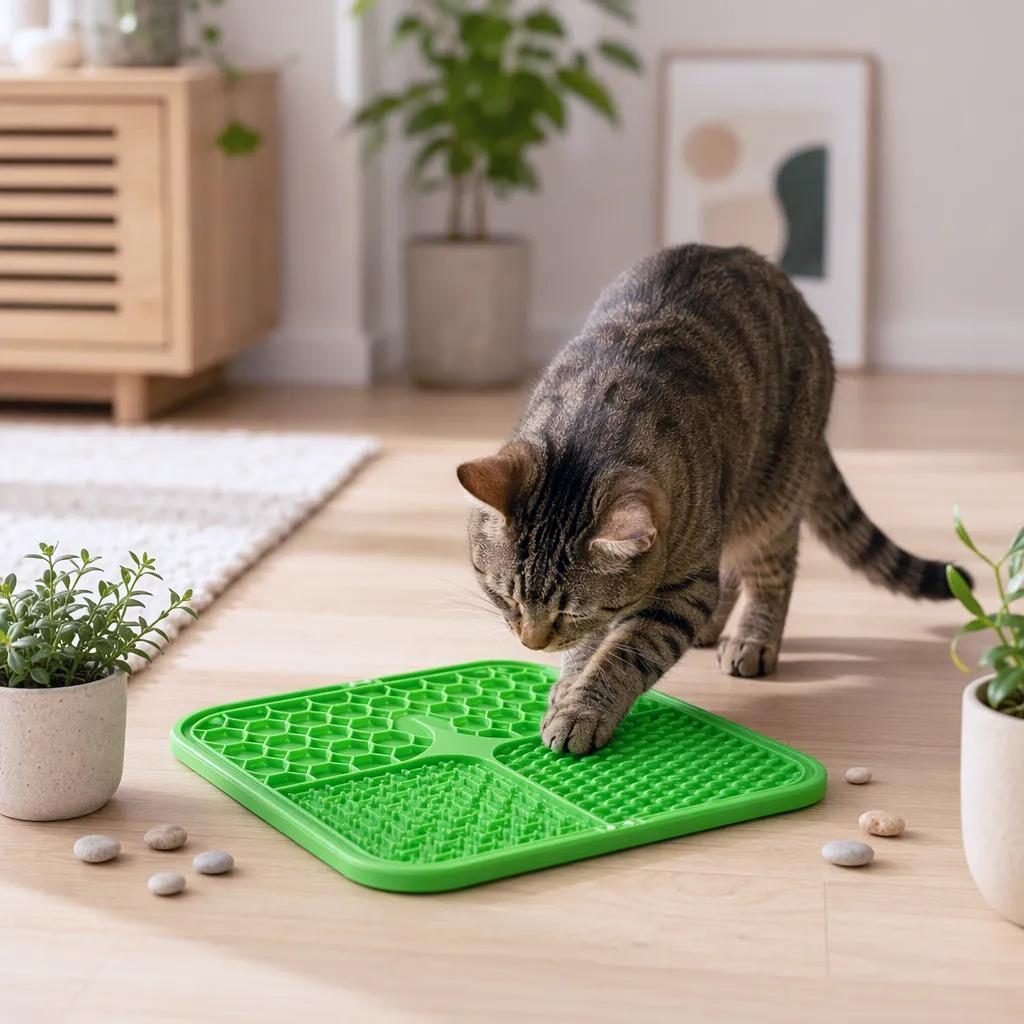 Likmat voor katten, sfeerbeeld in groen
