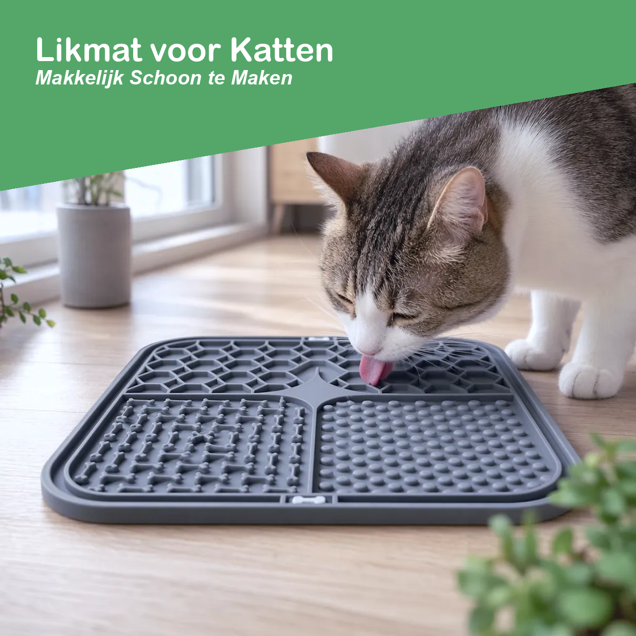 Likmat voor katten die makkelijk schoon te maken is