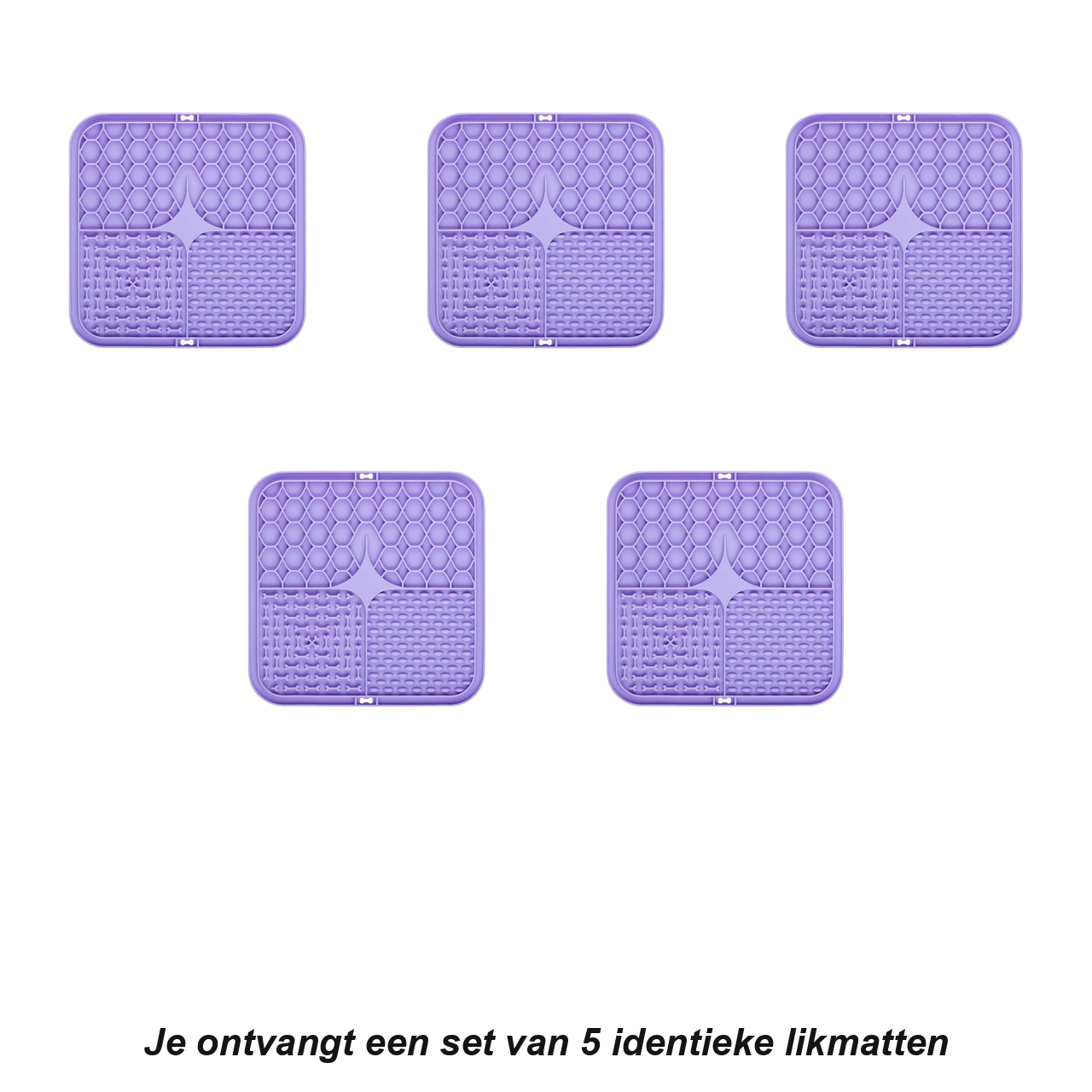Set van 5 identieke likmatten voor katten