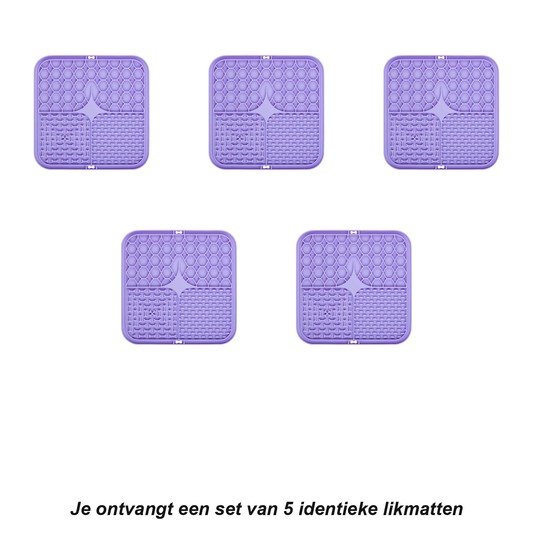 Set van 5 identieke likmatten voor katten