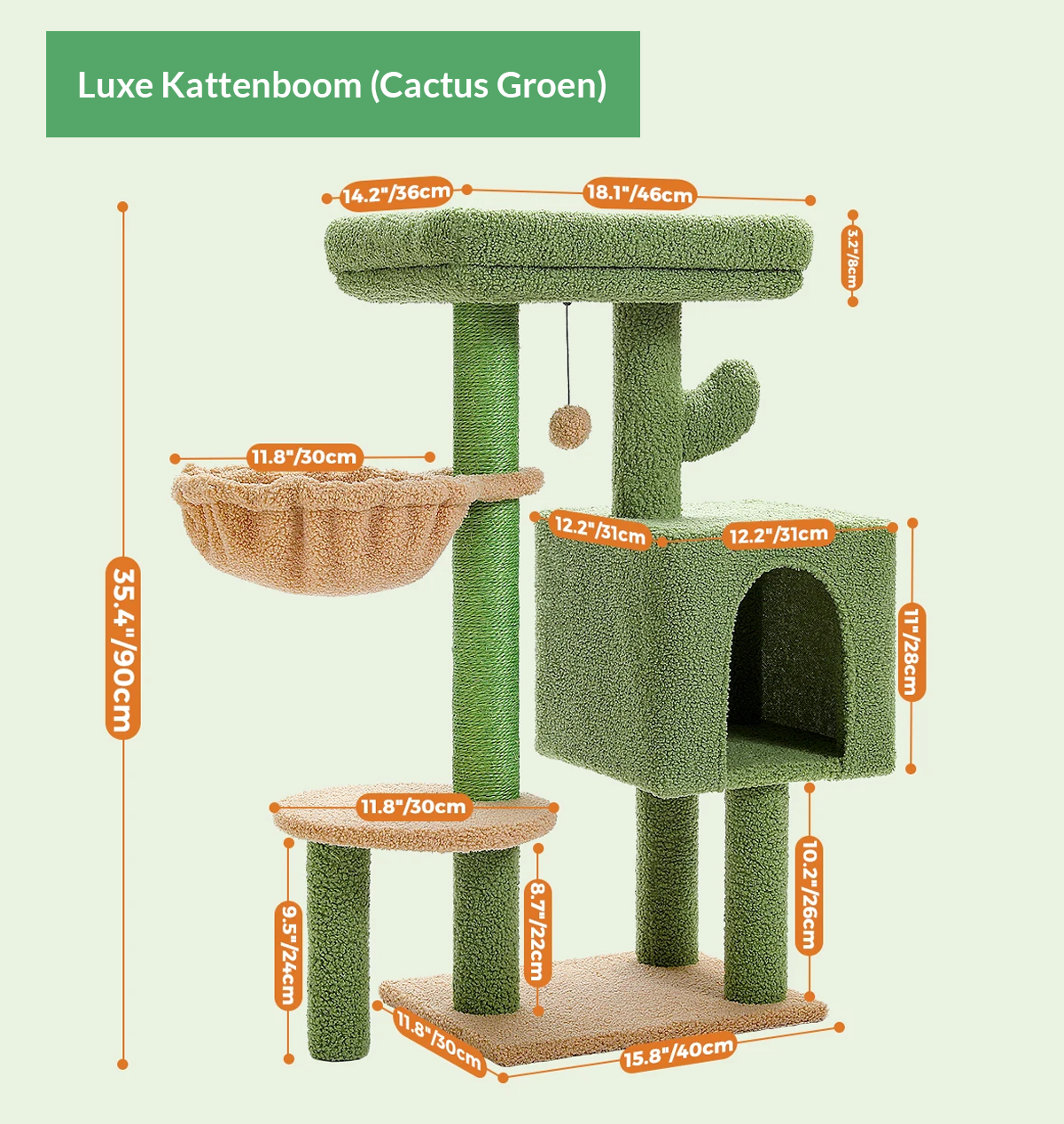 Luxe Kattenboom - Kattenhuis krabpaal kattenmand kattentoren en hangmat