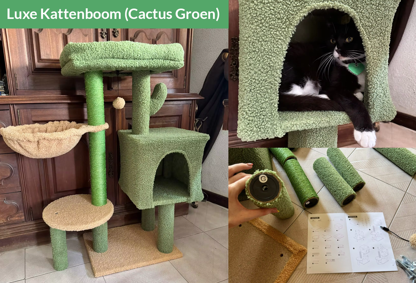 Luxe Kattenboom - Kattenhuis krabpaal kattenmand kattentoren en hangmat