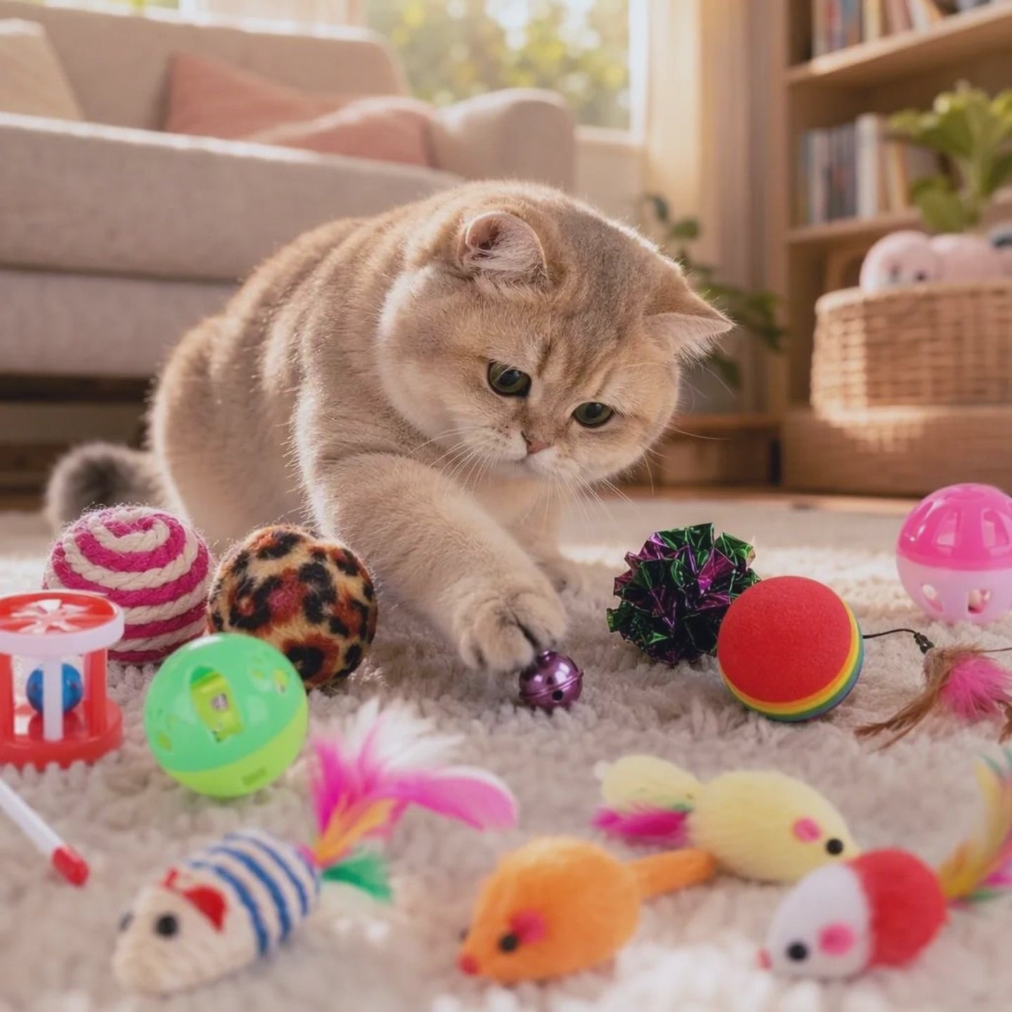 Video van gratis kittenpakket met 12 kattenspeeltjes