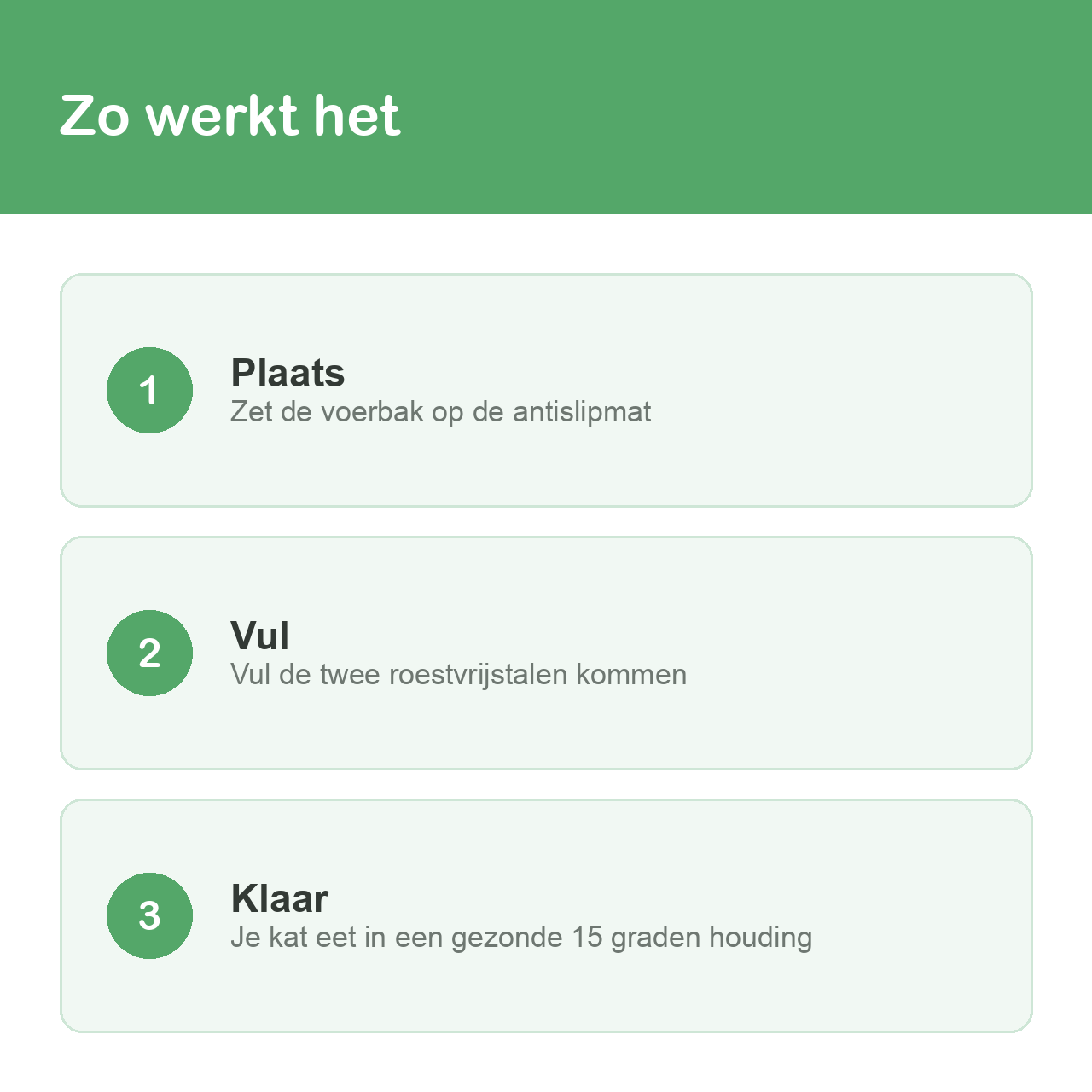 Zo werkt de verhoogde voerbak voor katten in drie stappen